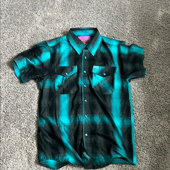 DIXXON Blue and Black Casual Button Down Shirt - Picture 1 of 4